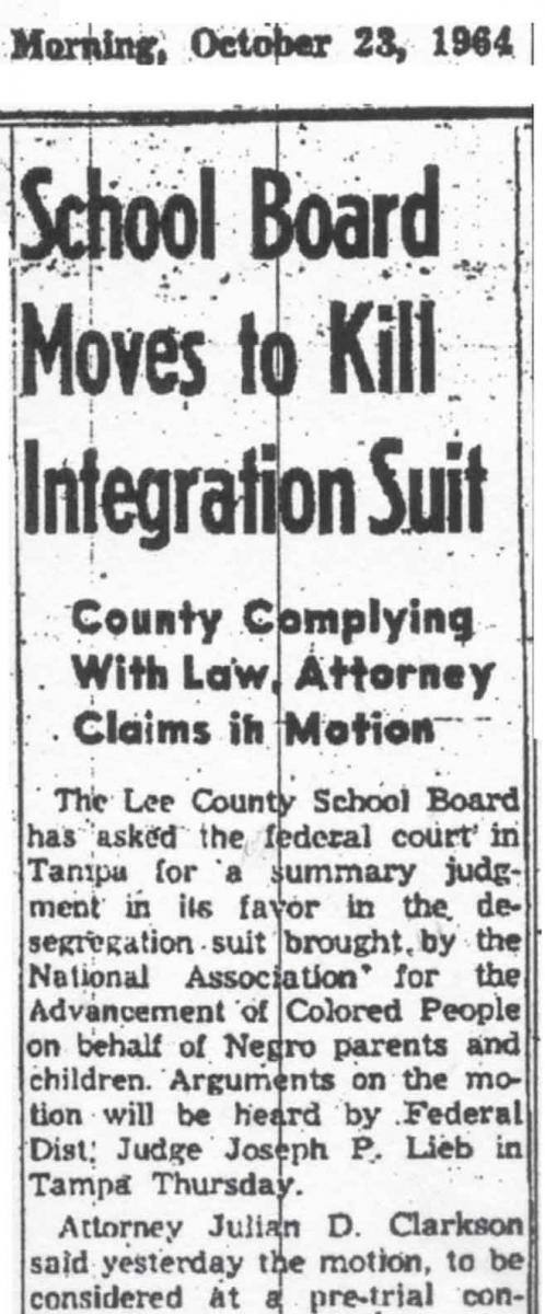 HEADLINE: School Board Moves to Kill Integration Suit | SUB-HEADLINE: County Complying With Law Attorney Claims in Motion