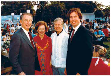 Congressman Gibbons with son, Cliff, and President and Mrs. Jimmy Carter at the White House, July 1980