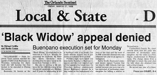 Orlando Sentinel Headline (Local & State section): 'Black Widow' appeal denied