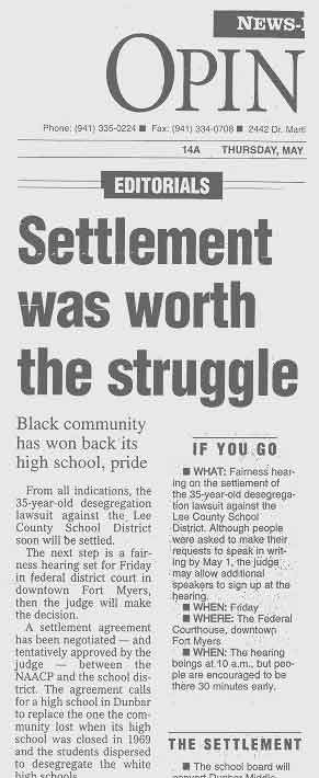 HEADLINE: Settlement was worth the struggle HEADLINE: Settlement was worth the struggle