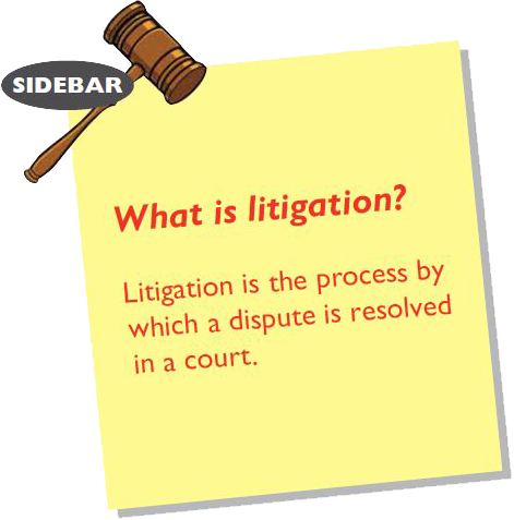 What is litigation? Litigation is the process by which a dispute is resolved in court.