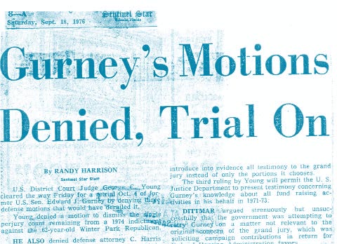 Sentinel Sun Headline: Gurney's Motions Denied, Trial On