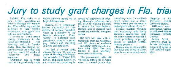 Headline: Jury to study graft charges in Florida trial