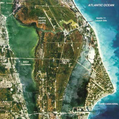 An aerial view of Cap Canaveral on the east coast of Florida