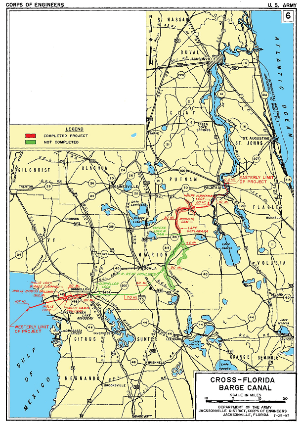 A map of the Cross Florida Barge Canal