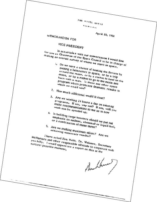 President John F. Kennedy Memo for Vice President (April 20, 1961)