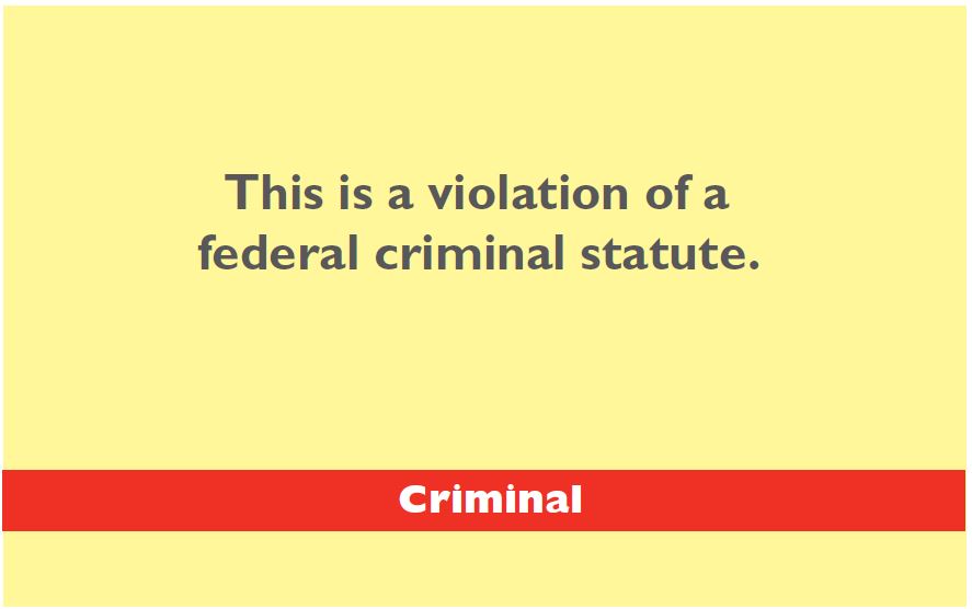 Case 2 Answer | Criminal: This is a violation of a federal criminal statute. 