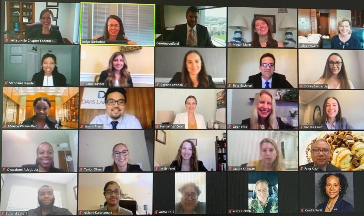 Members of the Jacksonville Chapter of the Federal Bar Association attend a virtual conference during the closig event for the 2020 Summer Series. Members of the Jacksonville Chapter of the Federal Bar Association attend a virtual conference during the closig event for the 2020 Summer Series.