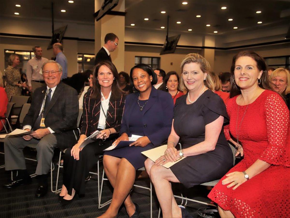 Distinguished guests attending the naturalization ceremony at the Duval County Courthouse: (left to right) Charlie Cofer, Public Defender for the Fourth Judicial Circuit of Florida; Melissa Nelson, State Attorney for the Fourth Judicial Circuit of Florida; Lisa Bradley, Field Office Director, Department of Homeland Security, United States Citizenship and Immigration Services; Marcia Morales Howard, United States District Judge, Middle District of Florida; Tatiana Salvador, Judge, Fourth Judicial Circuit of Florida, and featured speaker at the ceremony. Distinguished guests attending the naturalization ceremony at the Duval County Courthouse: (left to right) Charlie Cofer, Public Defender for the Fourth Judicial Circuit of Florida; Melissa Nelson, State Attorney for the Fourth Judicial Circuit of Florida; Lisa Bradley, Field Office Director, Department of Homeland Security, United States Citizenship and Immigration Services; Marcia Morales Howard, United States District Judge, Middle District of Florida; Tatiana Salvador, Judge, Fourth Judicial Circuit of Florida, and featured speaker at the ceremony.