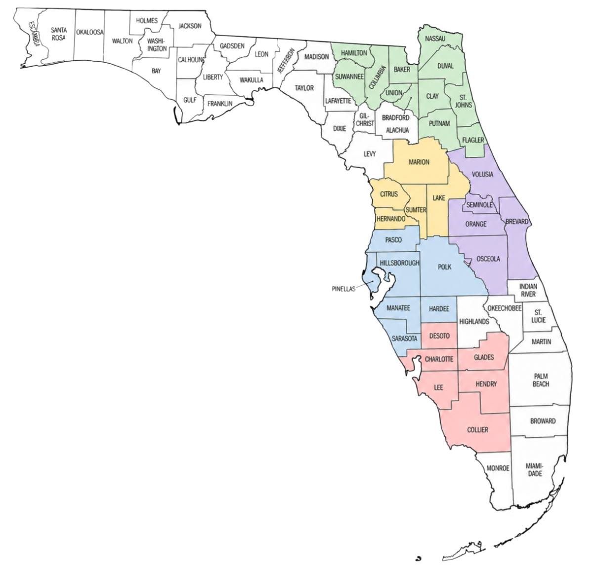 A map of the counties served by the United States District Court Middle District of Florida A map of the counties served by the United States District Court Middle District of Florida